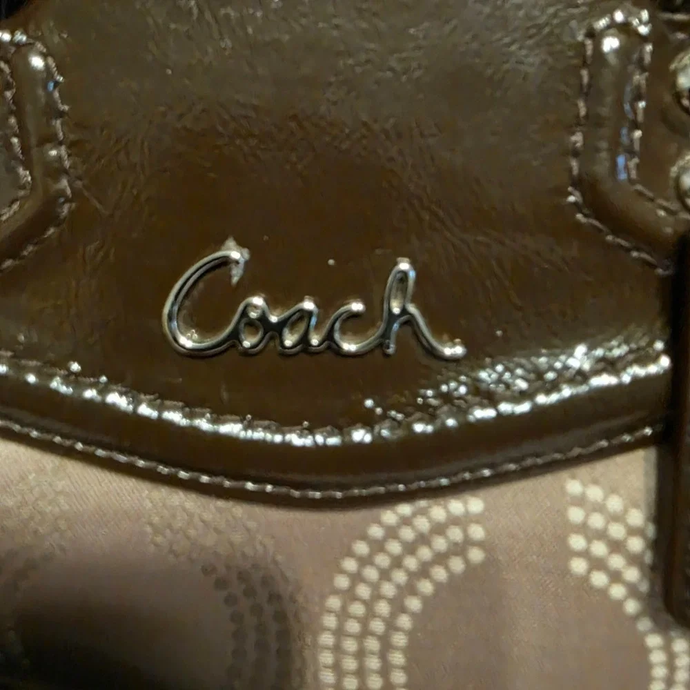 COACH Biege Ashley Dotted Op Art Satchel AUTHENTIC F20027